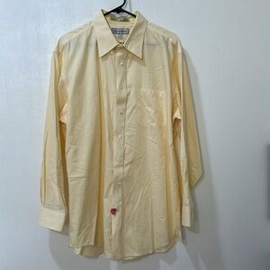 PAUL FREDRICK MENS CLASSIC FIT DRESS SHIRT YELLOW PLAID BUTTON UP Sz  17 1/2 -34